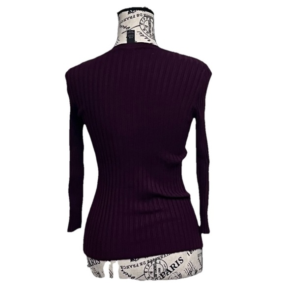 Vintage Y2K INC Purple Ribbed Half Zip Sweater PM | Slim Fit Cropped Knit Forest - Picture 5 of 11